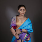 Chlorine Blue Kanjivaram Silk Saree With Floral Buttis Weaving