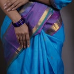 Chlorine Blue Kanjivaram Silk Saree With Floral Buttis Weaving