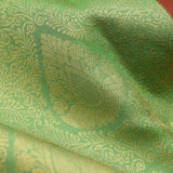 Pea Green Kanjivaram Silk Saree With Floral Jaal Weaving