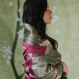 Burgundy Red Printed Kanjivaram Silk Saree