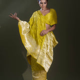 Spectrum Yellow Bandhani Kanjivaram Saree