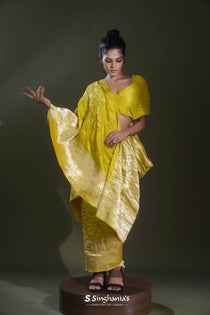 Spectrum Yellow Bandhani Kanjivaram Saree