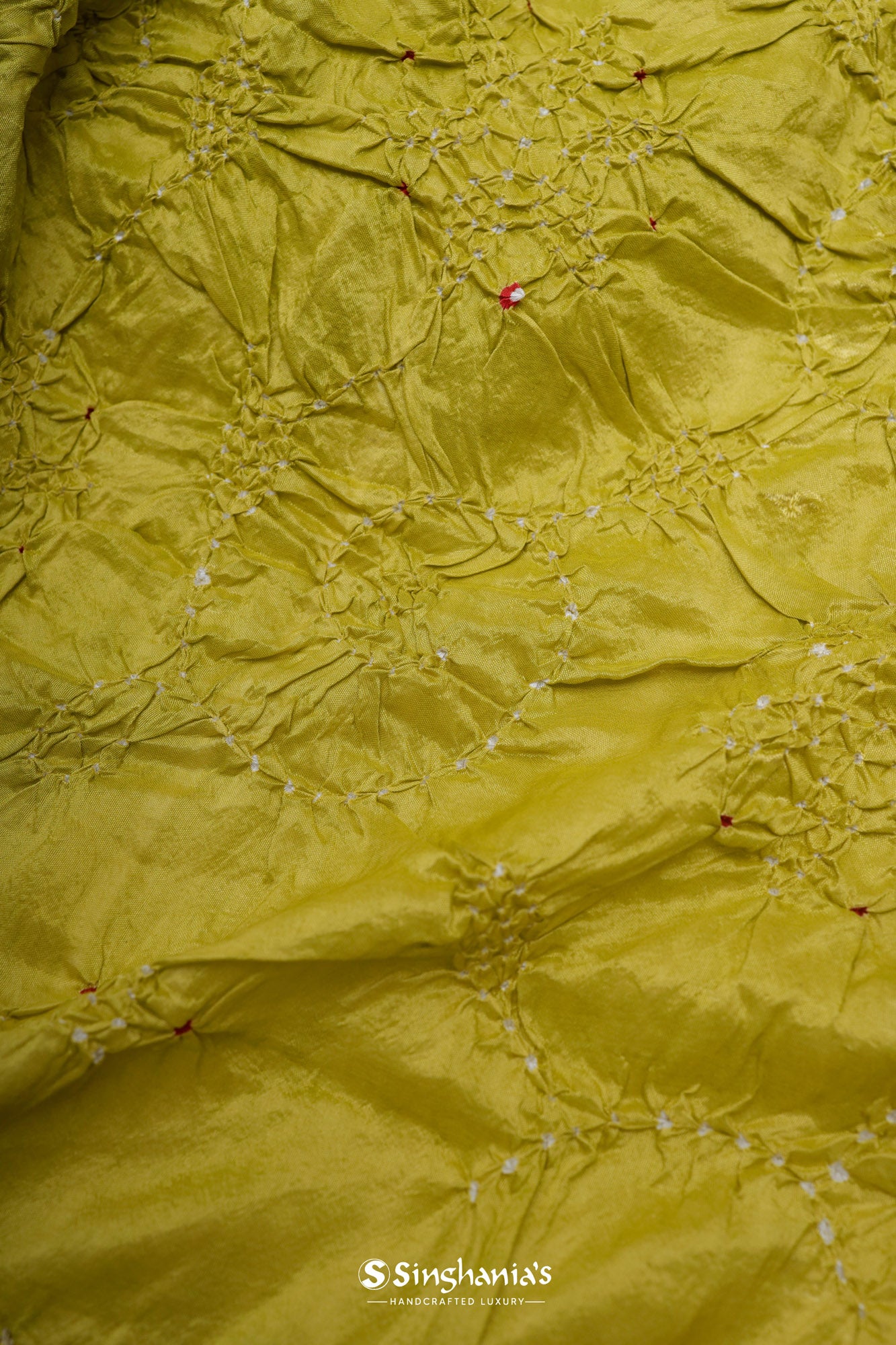 Spectrum Yellow Bandhani Kanjivaram Saree