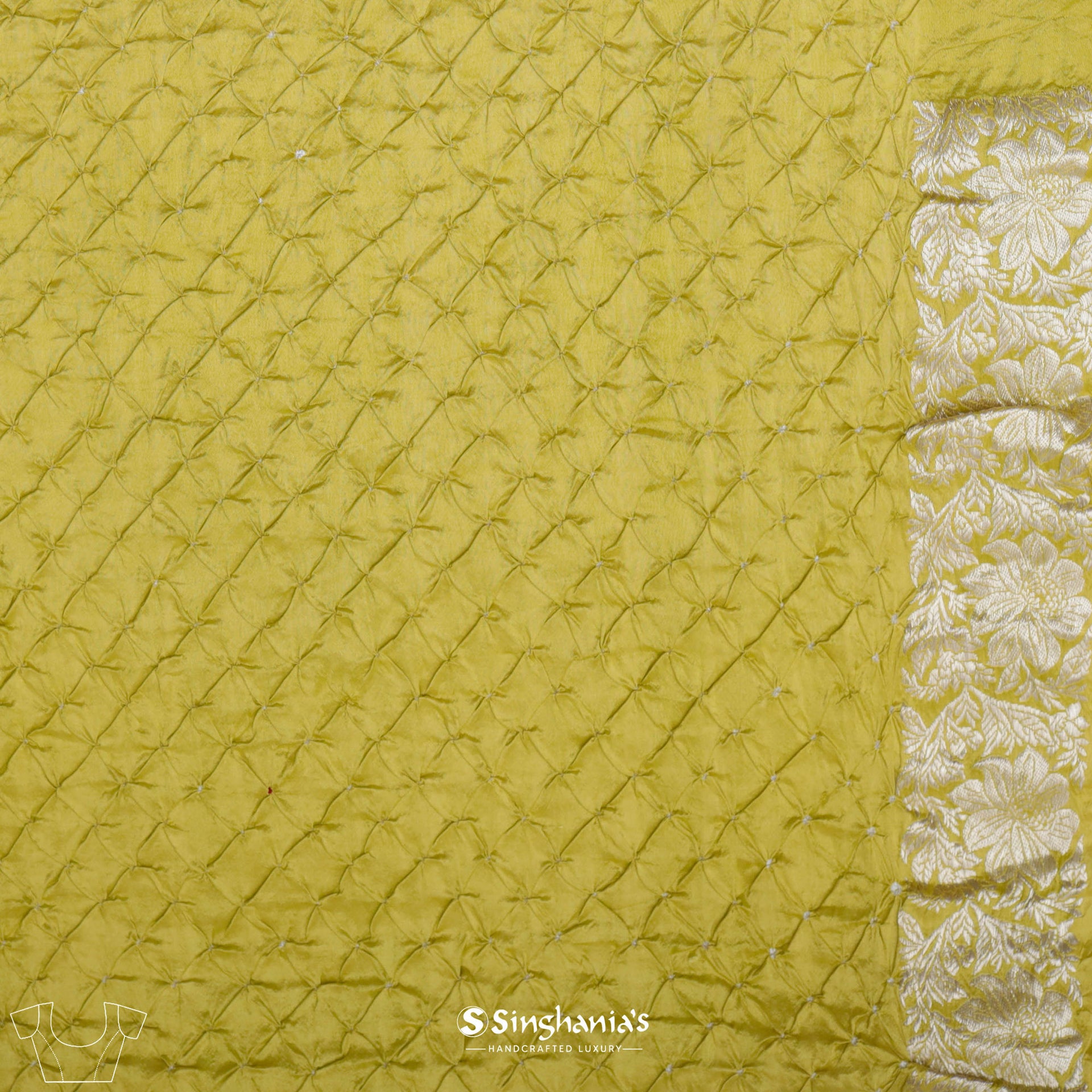 <img> Spectrum Yellow Bandhani Kanjivaram Saree