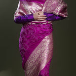 Fuchsia Purple Bandhani Kanjivaram Saree