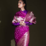 Fuchsia Purple Bandhani Kanjivaram Saree