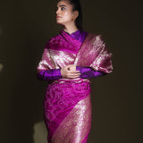 Fuchsia Purple Bandhani Kanjivaram Saree