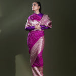 Fuchsia Purple Bandhani Kanjivaram Saree