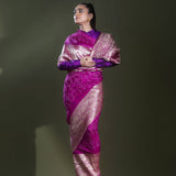 Fuchsia Purple Bandhani Kanjivaram Saree