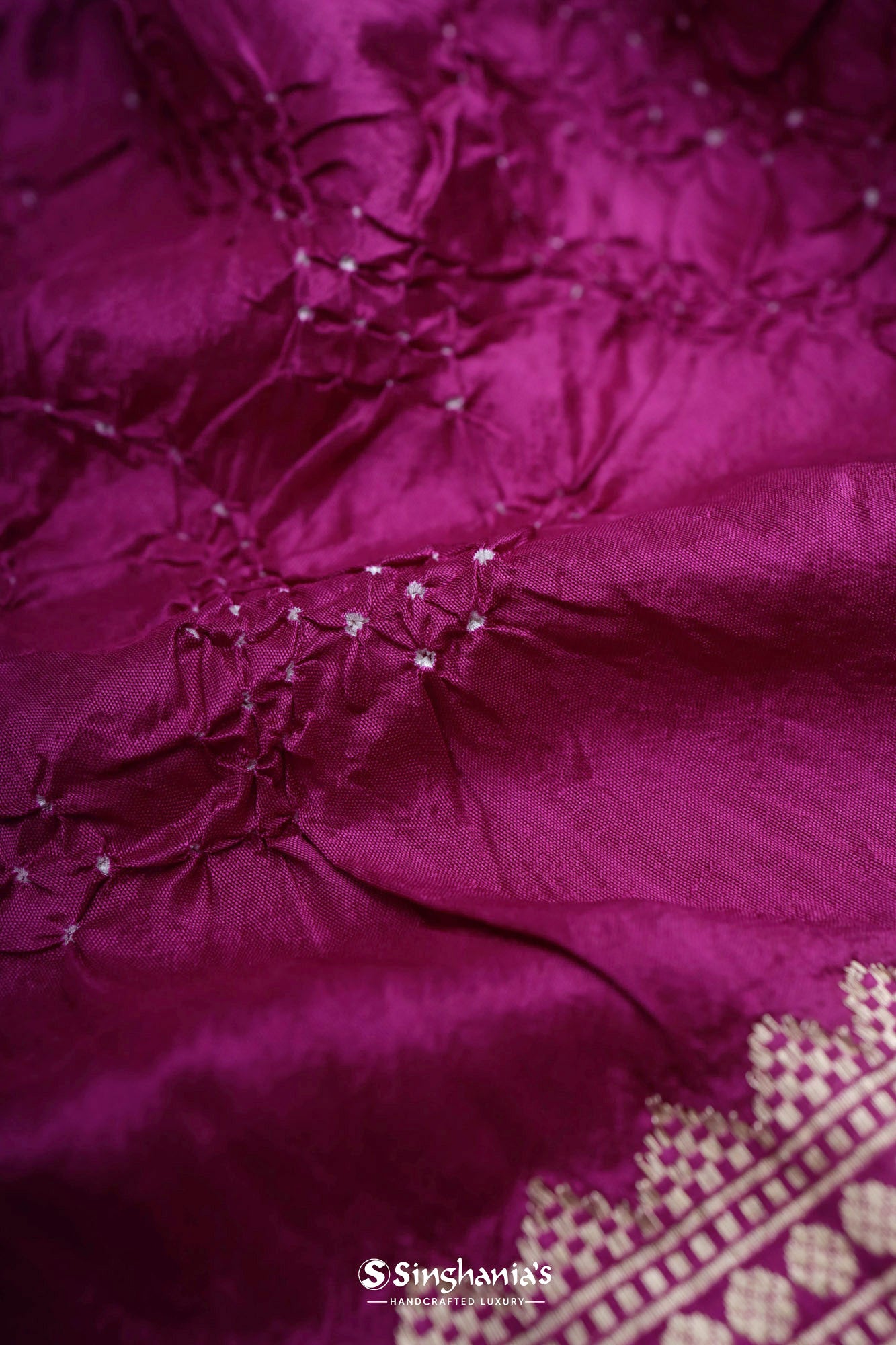 Fuchsia Purple Bandhani Kanjivaram Saree