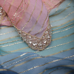 Pink-Peach Printed Georgette Saree With Hand Embroidery