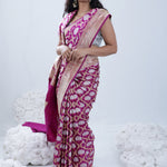 Traffic Purple Banarasi Silk Saree With Floral Ogival Weaving