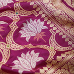 Traffic Purple Banarasi Silk Saree With Floral Ogival Weaving