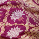 Traffic Purple Banarasi Silk Saree With Floral Ogival Weaving