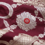 Deep Brown Katan Banarasi Silk Saree With Floral Jaal Weaving