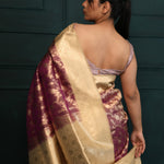 Rouge Pink Tissue Organza Banarasi Saree With Floral Jaal Design