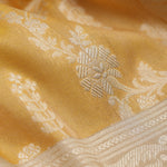 Traditional Gold Banarasi Silk Saree With Floral Jaal Pattern