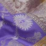 Medium Purple Banarasi Silk Saree With Floral Jaal Pattern