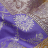 Medium Purple Banarasi Silk Saree With Floral Jaal Pattern