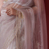 Pale Pink Tissue Organza Saree With Embroidery Border