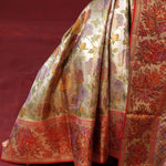 Vegas Gold Tissue Kanjivaram Saree With Floral Jaal Weaving