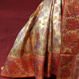 Vegas Gold Tissue Kanjivaram Saree With Floral Jaal Weaving