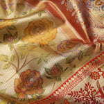 Vegas Gold Tissue Kanjivaram Saree With Floral Jaal Weaving