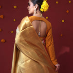 Green Gold Tissue Kanjivaram Saree With Floral Jaal Weaving
