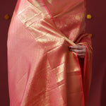 Persian Red Kanjivaram Silk Saree With Floral-Fauna Weaving